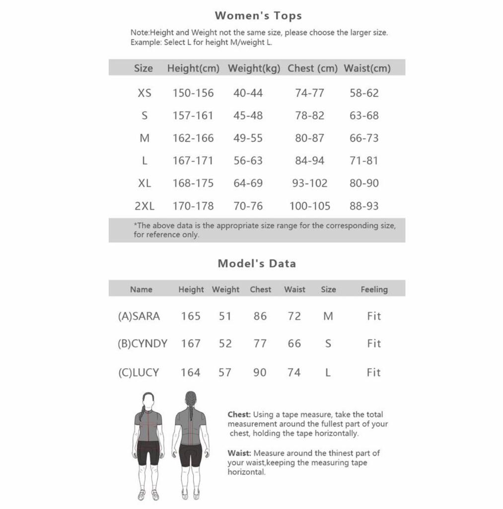 jersey women size chart