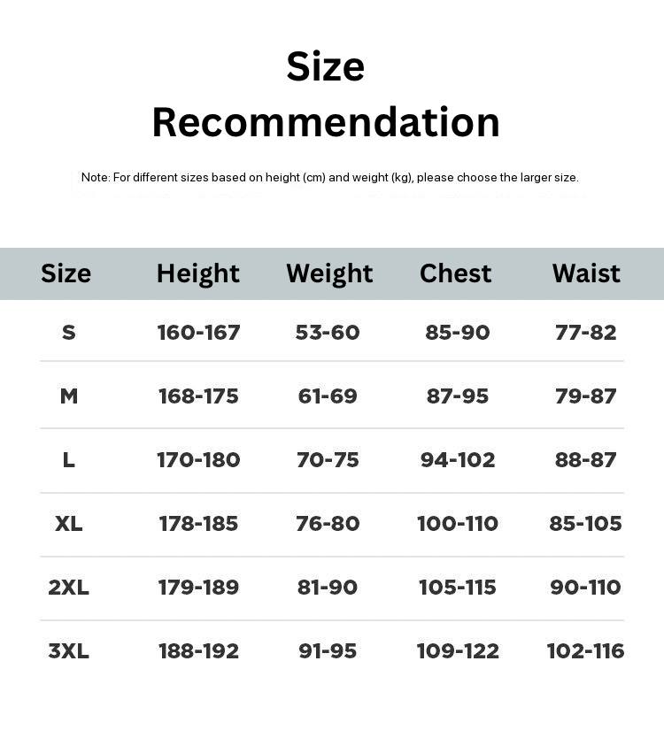 RTT MEN JERSEY SIZE CHART